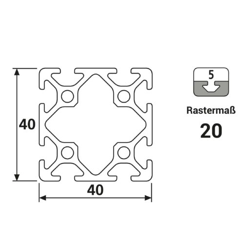 Nut 5 40x40 leicht Technische Zeichnung