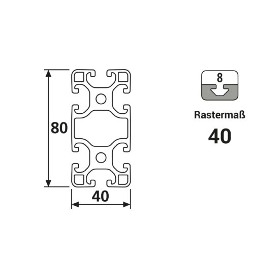 Nut 8 80x40 leicht Technische Zeichnung