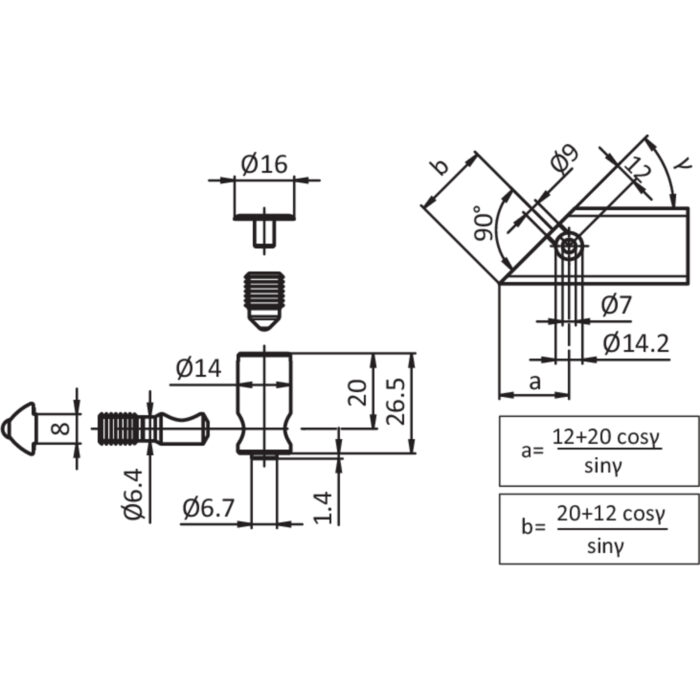 Gehrungsverbinder I 30°-90°, Nut 8