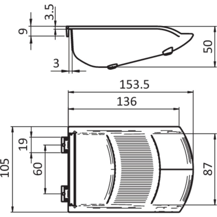 Greifschale 105 x 130 x 50 für Einhängeprofil (Set)
