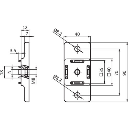 Adapterplatte 40 höhenverstellbar