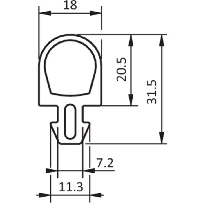 Dichtprofil Nut 8 - 4,5 / 18 x 20