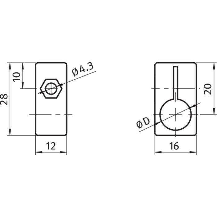 Sensorhalter 28 x 12 x 16