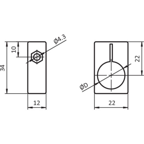 Sensorhalter 34 x 12 x 22, Ø 18