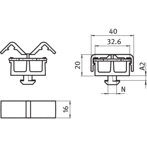 Clip-Kabelbinder - 2 Kammern - mit Hammer
