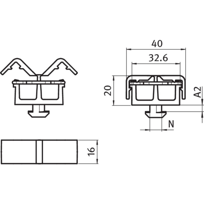 Clip-Kabelbinder - 2 Kammern - mit Hammer