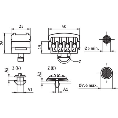 Steck-Kabelbinder mit Hammer