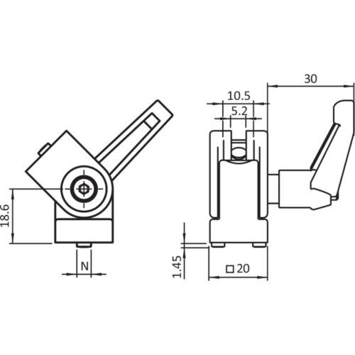 Gelenk B 20 mit Klemmhebel