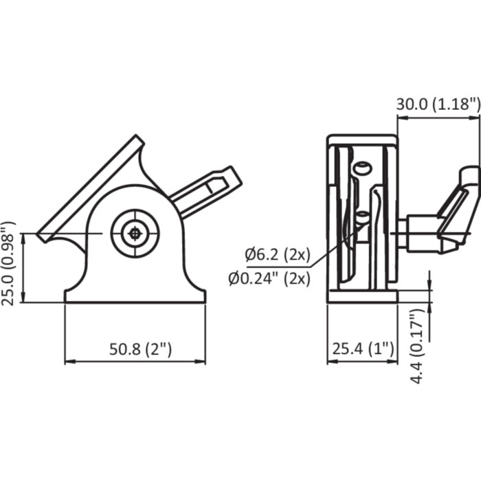Gelenk 25 x 51 mit Klemmhebel