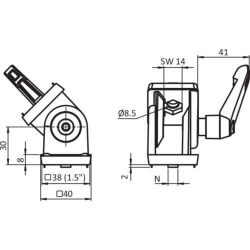 Gelenk 38 mit Klemmhebel