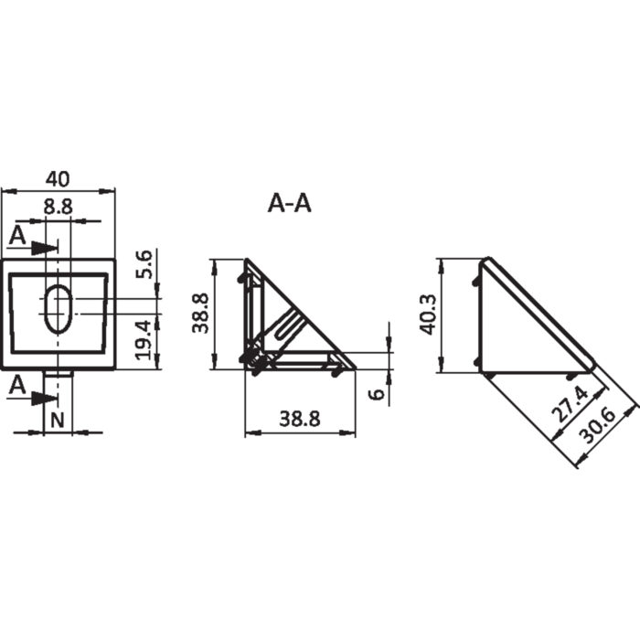 Zinkwinkel 40 flach