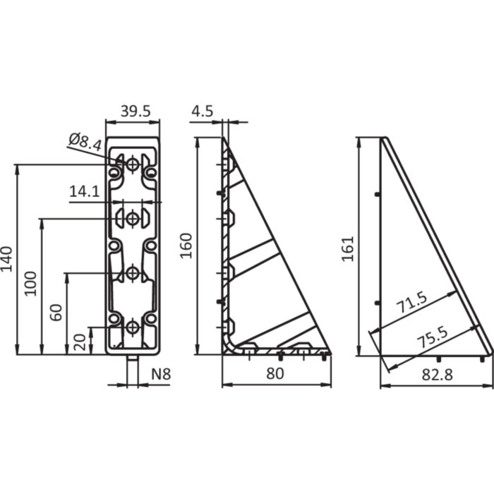 Aluwinkel 40 x 80 x 160 (Set)