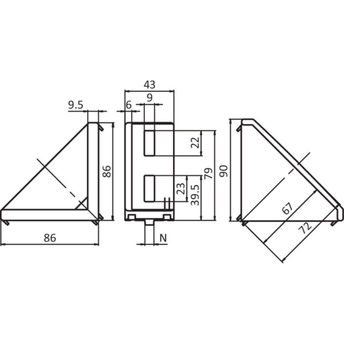 Aluwinkel 45 x 90