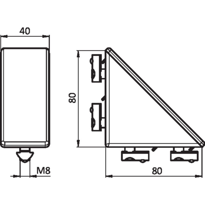 Zinkwinkel I 40 x 80 flach (Set)