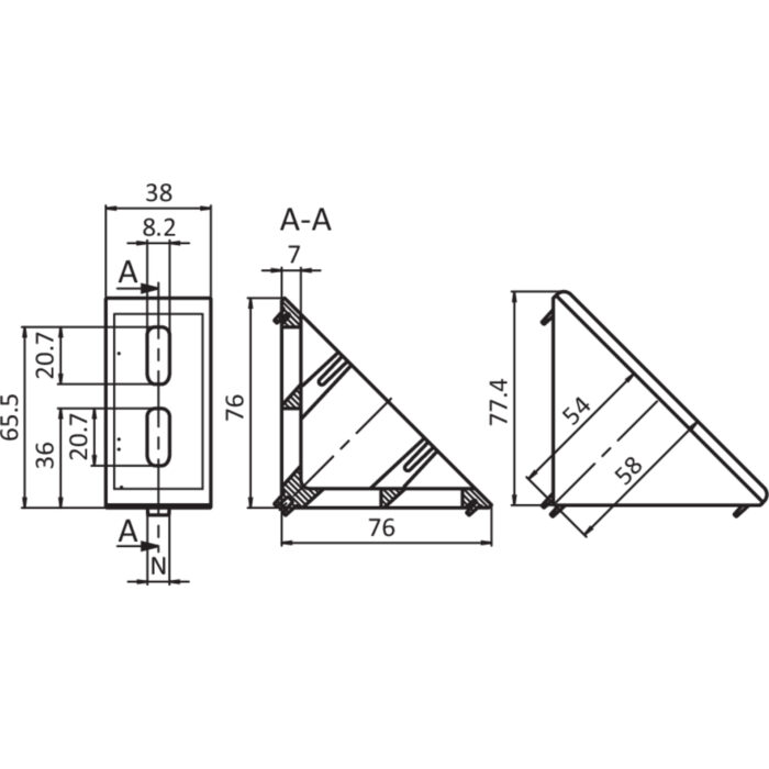 Zinkwinkel 40 x 80 flach