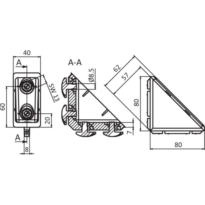 Aluwinkel 40 / 80 M (Set)