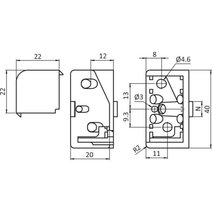 Rahmen-Eckverbinder 20 x 40 (Set)