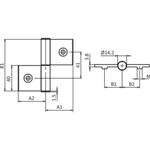 Aluminium-Scharnier 40 leicht