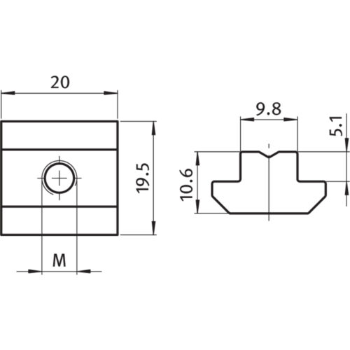 Nutenstein 19,5 x 10,6 mm, Steghöhe 5,1 mm