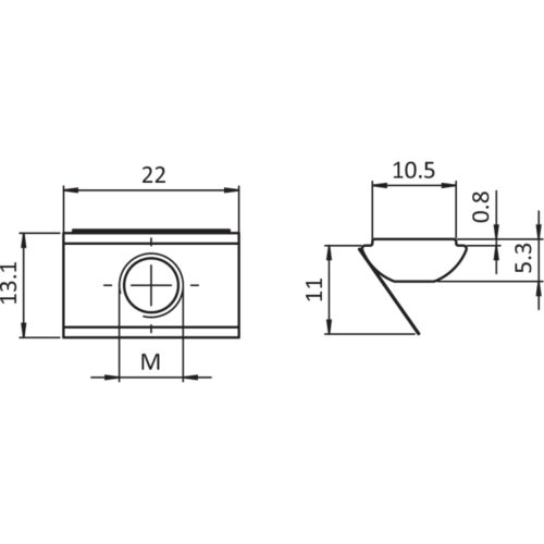 Nutenstein 13,1 x 5,3 mm, einschwenkbar mit Federblech