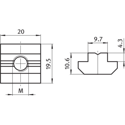 Nutenstein 19,5 x 10,6 mm, Steghöhe 4,3 mm