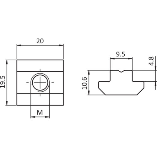Nutenstein 19,5 x 10,6 mm, Steghöhe 4,8 mm