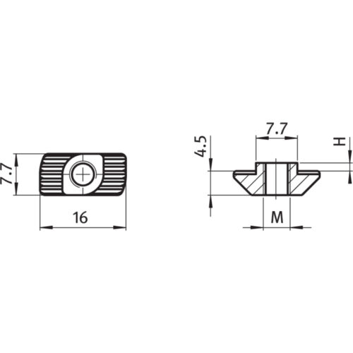 Hammermutter Nut 8 mit Drehhilfe, Steghöhe 1,5/3,0 mm