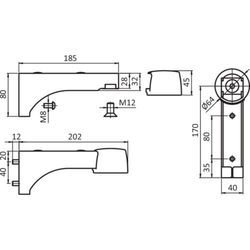 Lenkrollen-Ausleger I 40 x 80 (Set)