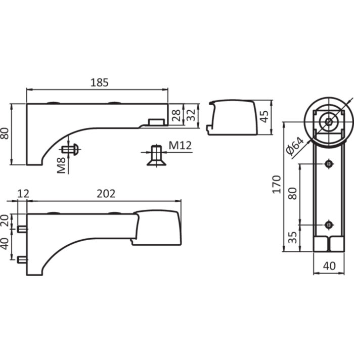 Lenkrollen-Ausleger I 40 x 80 (Set)