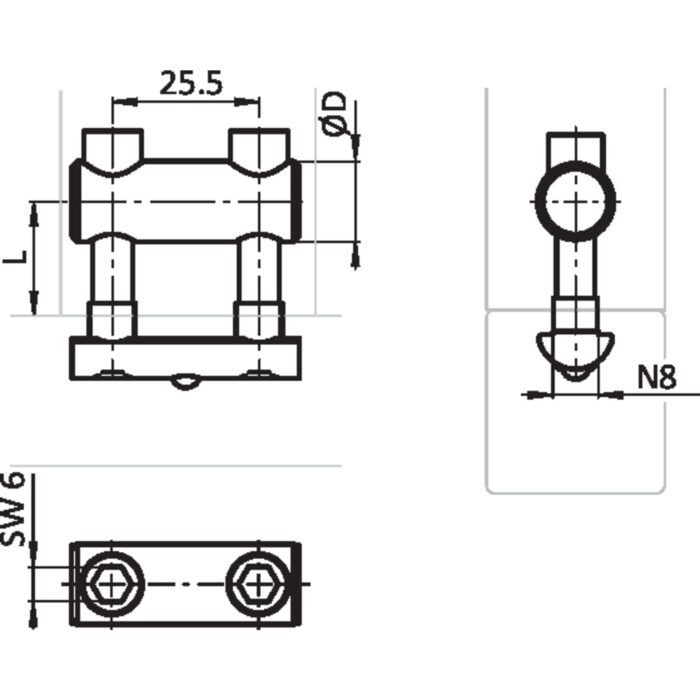 Bolzenverbinder I, Nut 8