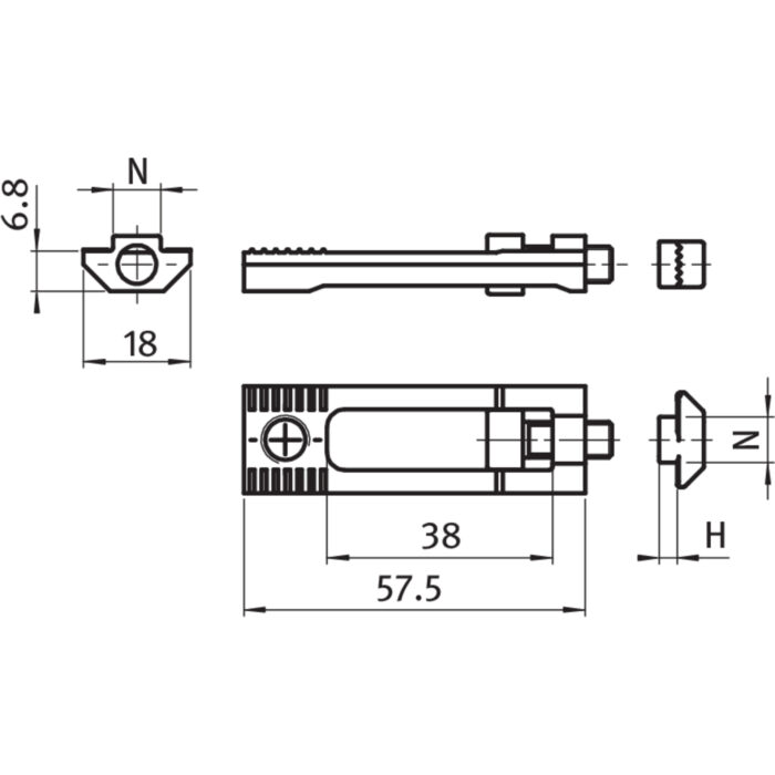 Fräsverbinder I, Nut 8 (Set)