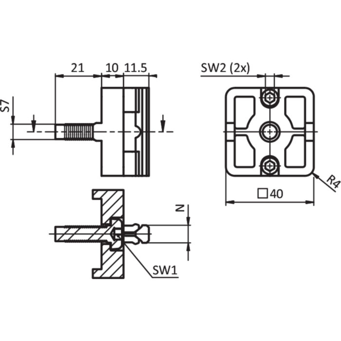 Plattenverbinder I PA 40, Nut 8 (Set)