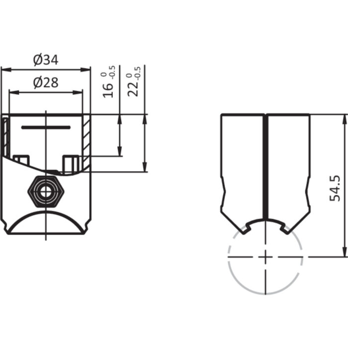 Außenliegender T-Verbinder D28 (Set)