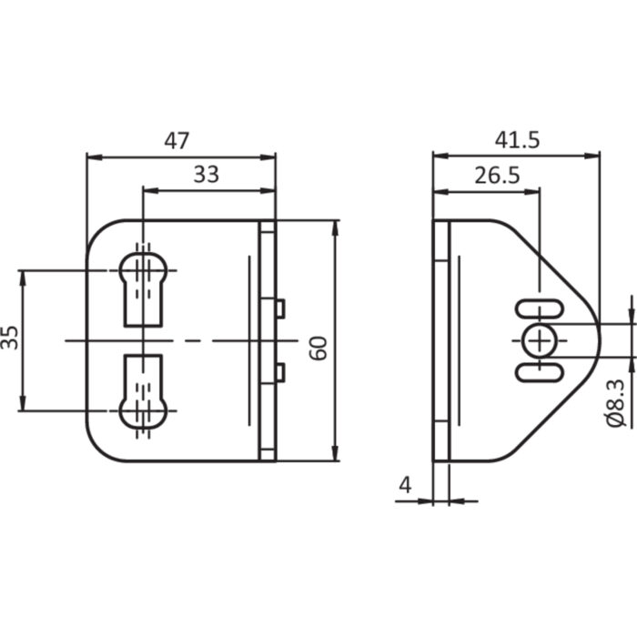 Haltewinkel 60 x 47, D28 (Set)