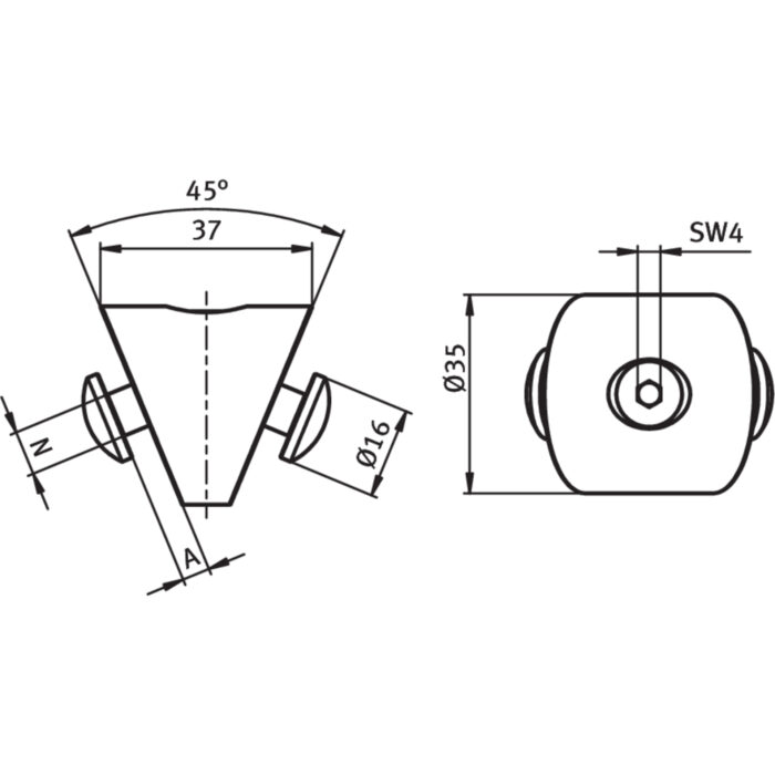 Spannverbinder 45°