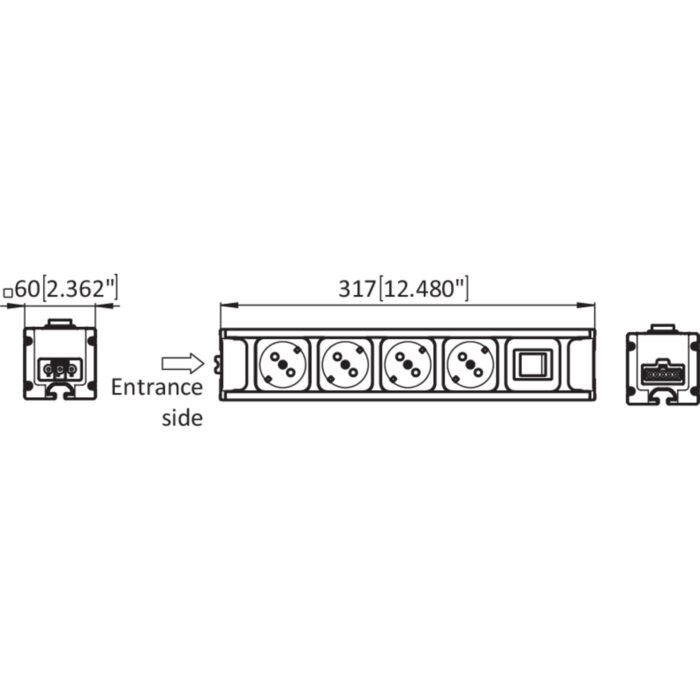 Steckdosenleiste Modul F Line 317 5-fach 4x, Ausgang dimmbar