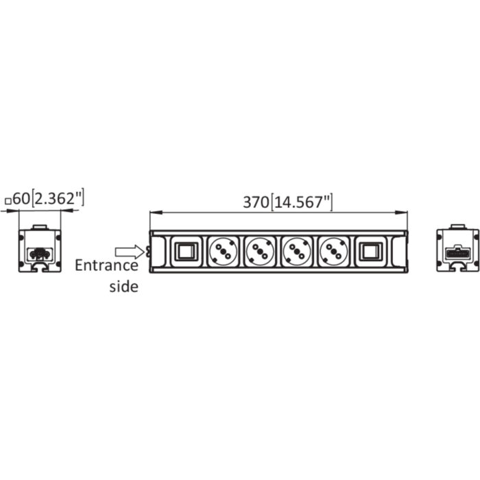 Steckdosenleiste Modul F Line 370 6-fach 4x, Eingang schaltbar, Ausgang dimmbar