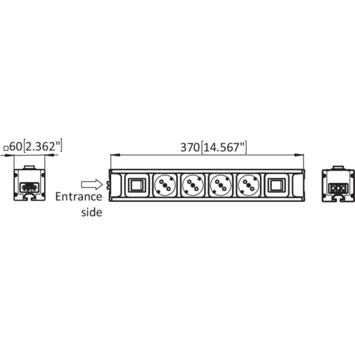 Steckdosenleiste Modul F Line 370 6-fach 4x, Eingang schaltbar, Ausgang schaltbar