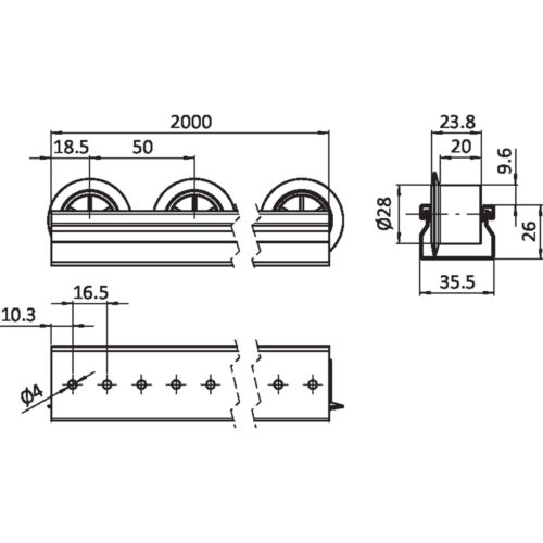 Rollenschiene XST R28 mit Spurkranz