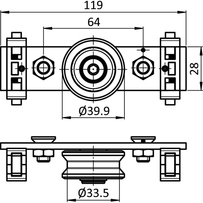 Lagersatz Rolle Welle Ø 14 für C-Schlittenprofil I (Set) – Bild 2
