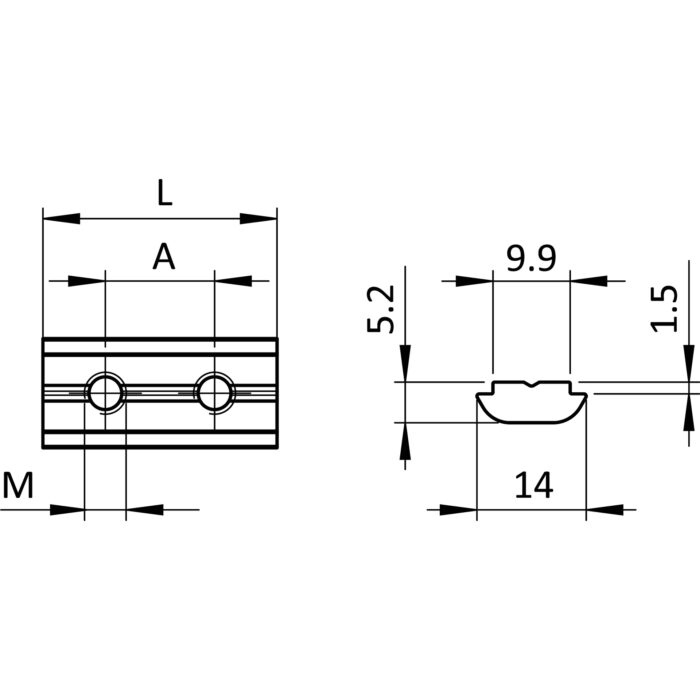 Doppelnutenstein 14,0 x 5,2 mm, einschwenkbar (Set) – Bild 2