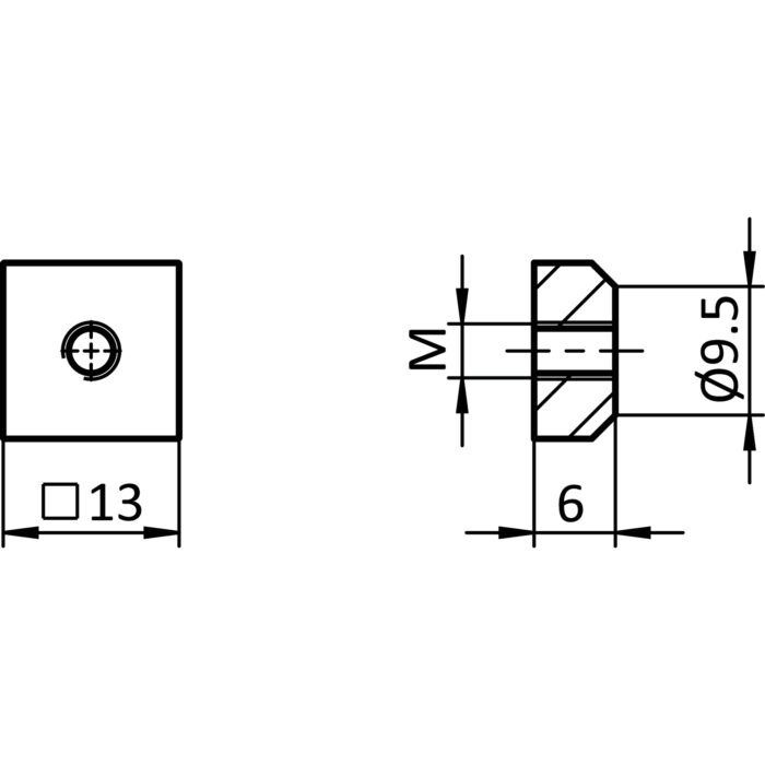 Profilmutter 13,0 x 13,0 x 6,0 mm, einschwenkbar – Bild 2