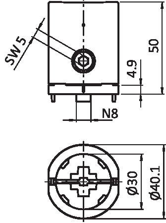 Außenliegender T-Verbinder D30 - Nut 8 (Set)