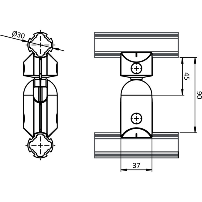 Kreuz-Kugelverbinder D30 (Set) – Bild 2