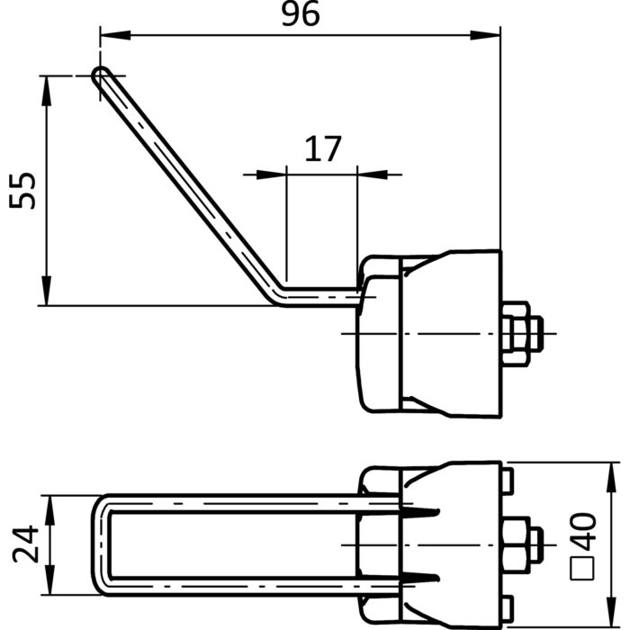 Werkzeughaken FX 17/57 - 24 für Profile 40 / 45, Nut 8 / 10 – Bild 2