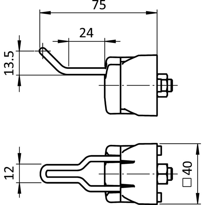 Werkzeughaken FX 24/16 - 12 für Profile 40 / 45, Nut 8 / 10 – Bild 2