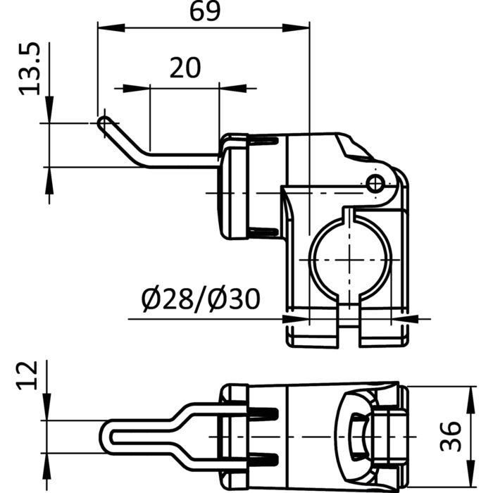Werkzeughaken FX 24/16 - 12 für Rundrohre D28 / D30 – Bild 2