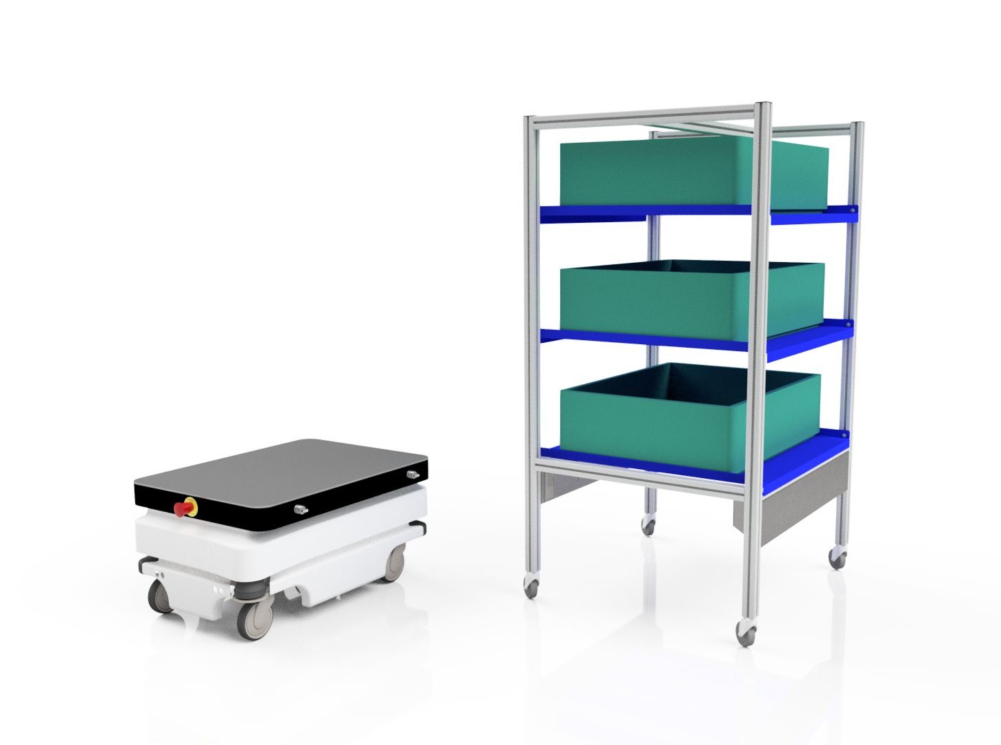 AGV und Materialwagen