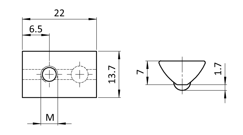 Nutenstein 13,7 x 7,0 mm, einschwenkbar mit Federkugel farbig