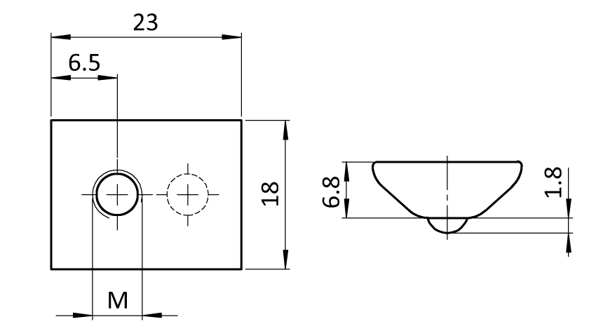 Nutenstein 18,0 x 6,8 mm, mit Federkugel farbig